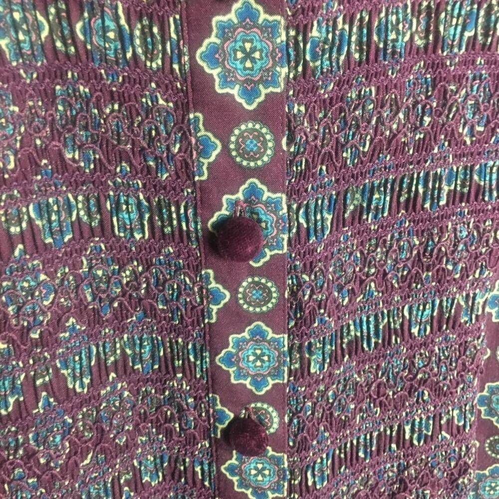 Vintage Smocked Button Down Dress - Picture 4 of 8